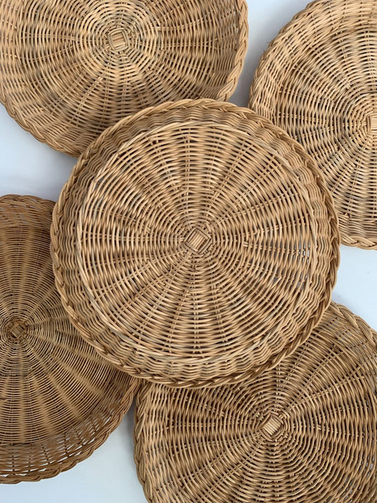 Bundle Lot 4 Wicker Plate Holder Wall Basket Decor Gallery Boho