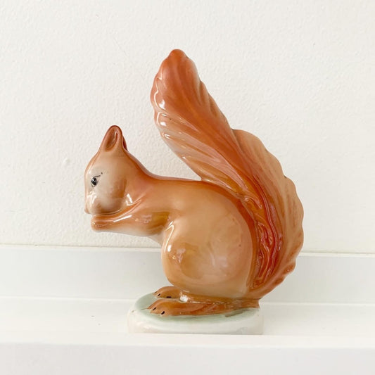 Vintage Mid Century 1960s Hollohaza Porcelain Squirrel Figurine Made in Hungray