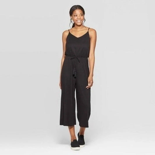 Xhilaration Belted Gauze Black Jumpsuits