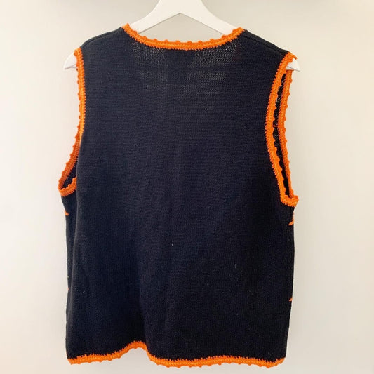 Vintage Basic Editions Black & Orange Halloween Knit Vest