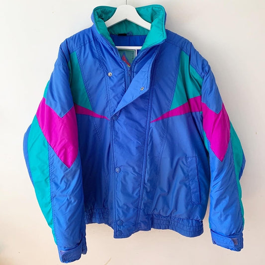 Vintage 90s Steep Slopes Blue Pink Ski Jacket