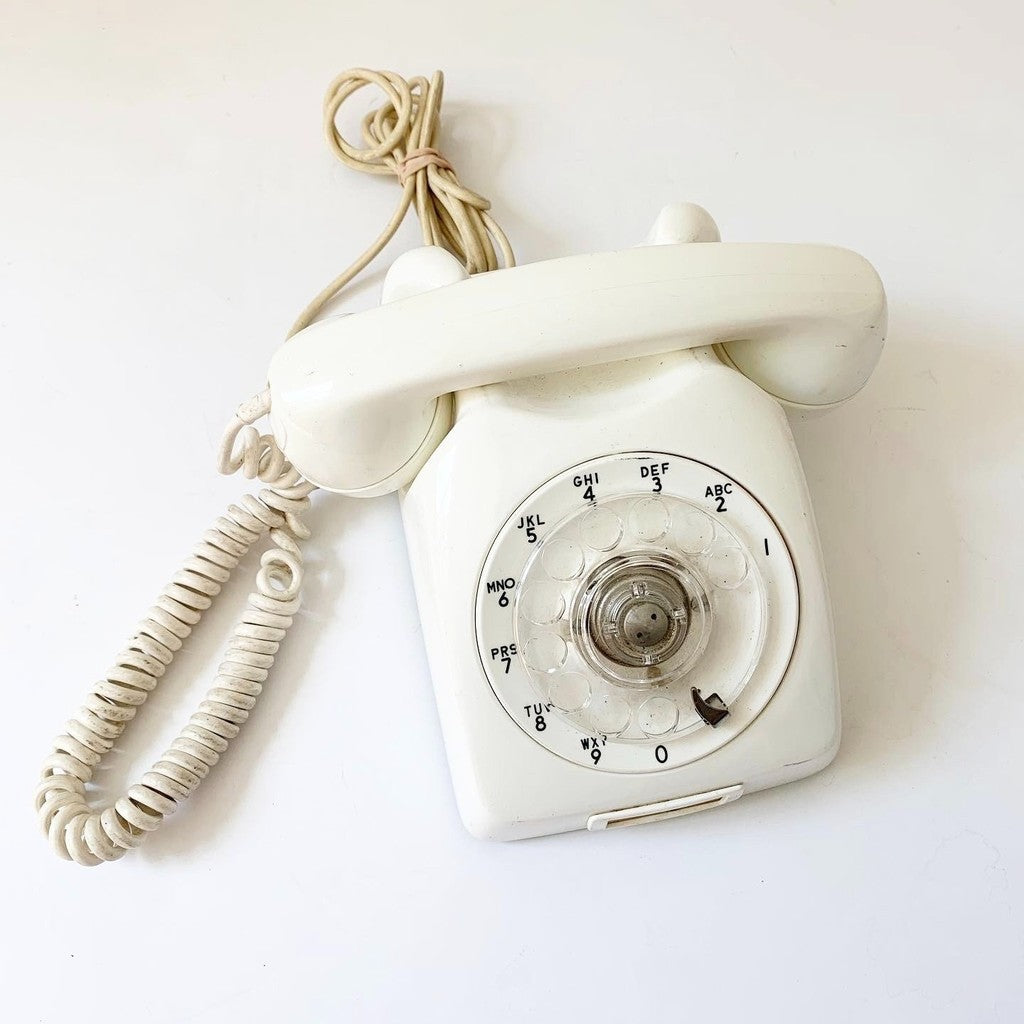 Vintage 1973 LM Ericsson White Rotary Phone