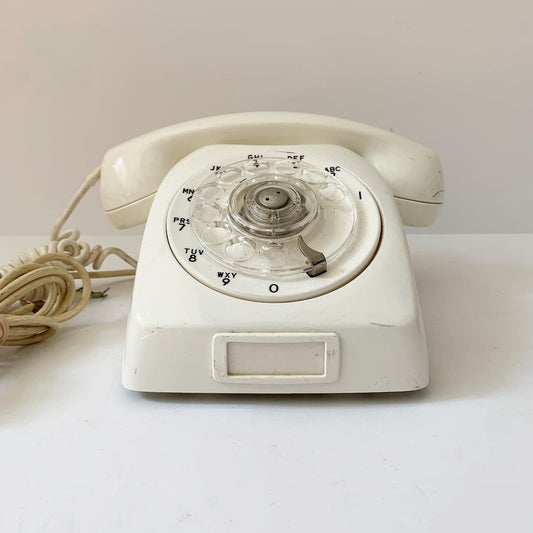 Vintage 1973 LM Ericsson White Rotary Phone