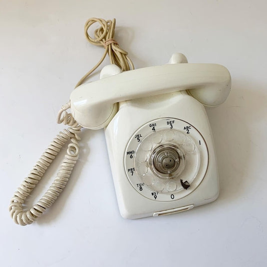 Vintage 1973 LM Ericsson White Rotary Phone