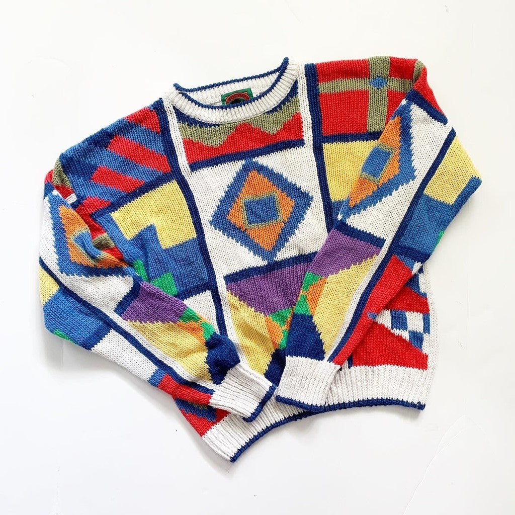 Vintage Boston Traders Colorful Knit Pullover Sweater