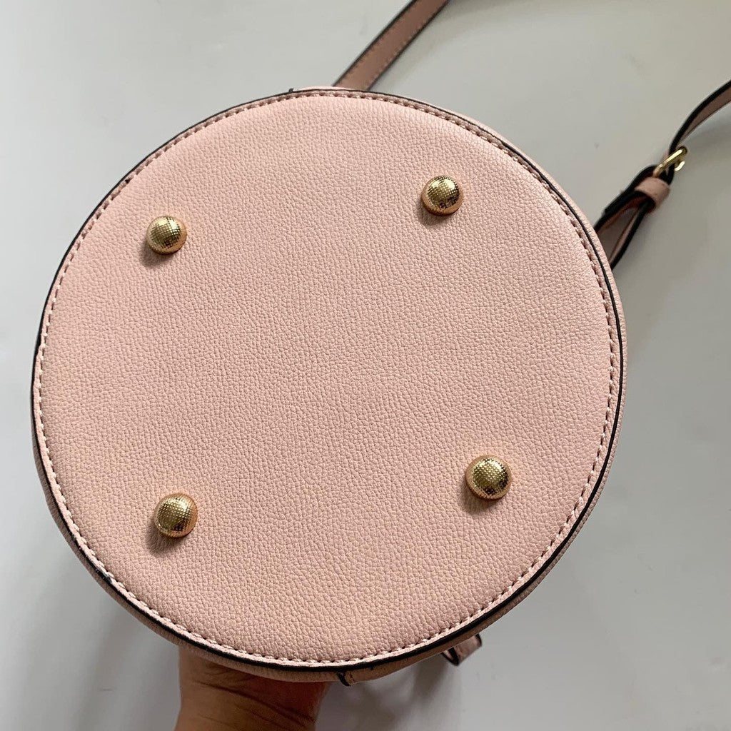 Isabelle Pink Vegan Leather Bucket & Drawstring Bag