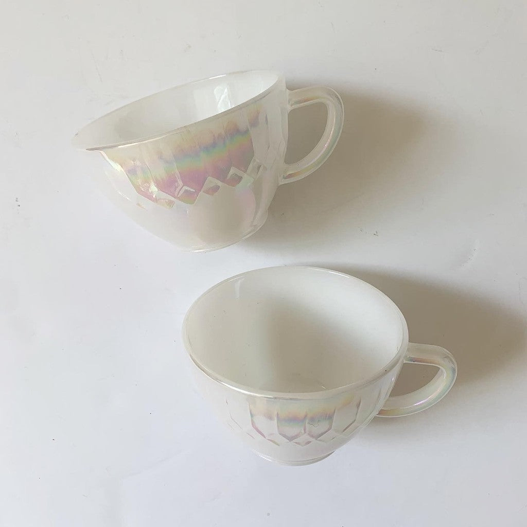 Vintage Mid-Century Modern Federal Glass Moonglow Iridescent Tea Cup