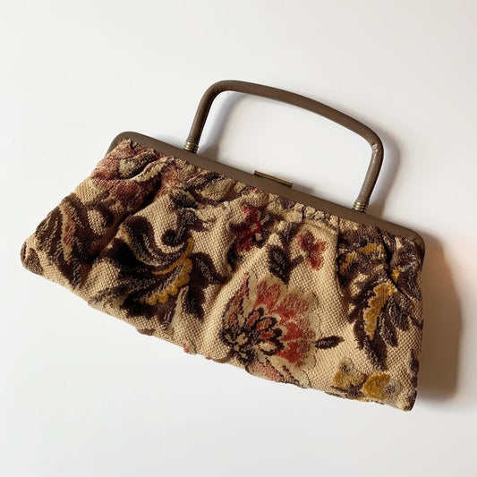 Vintage Garay Brown Tapestry Satchel