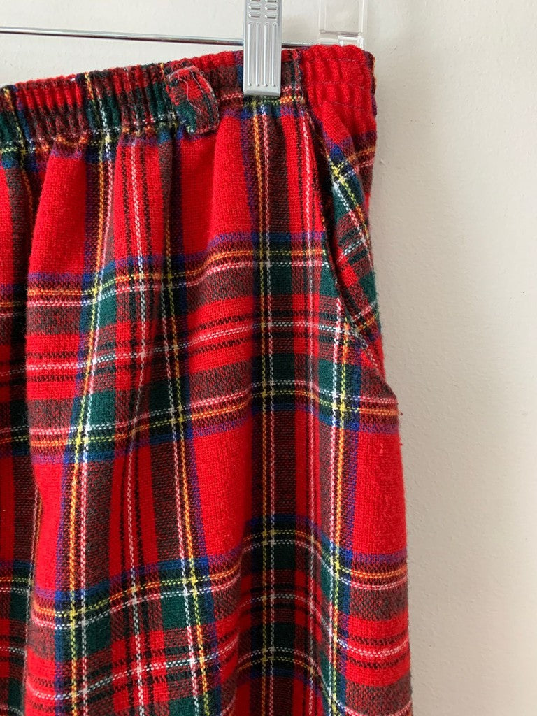 Vintage Random Sportswear Flannel Pull On Straight & Pencil Midi Skirt 90s Large