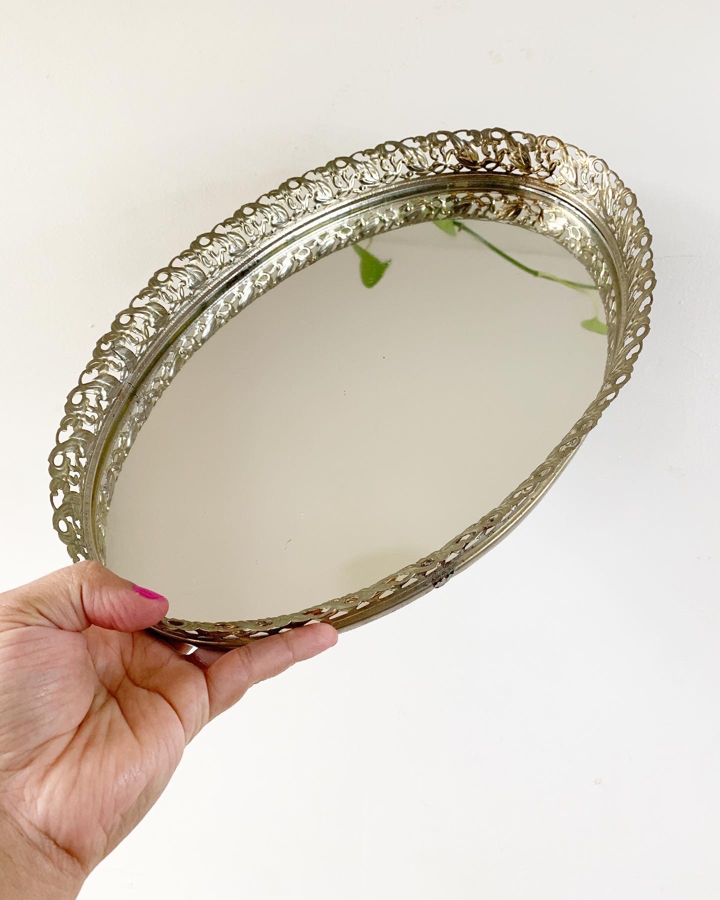 Vintage Mirrored Gold Tray