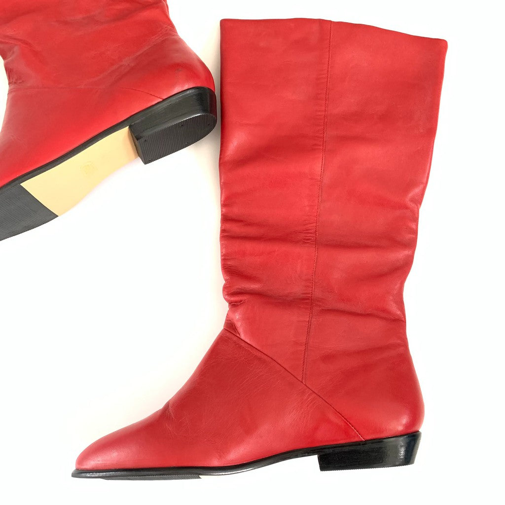 Tarantino's Vintage Red Mid-Calf Leather Pull On Boots 7.5