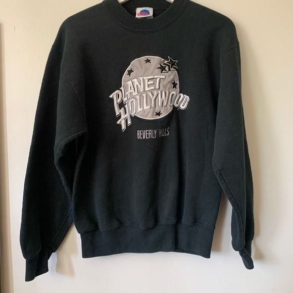 Planet Hollywood Beverly Hills Vintage 1990s  Black Crew Neck Sweatshirt Size Small
