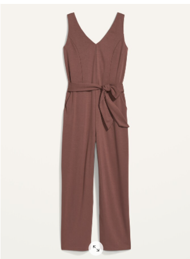 Old Navy Brown / Raisin Arizona Ponte Belted Wide-Leg Jumpsuit