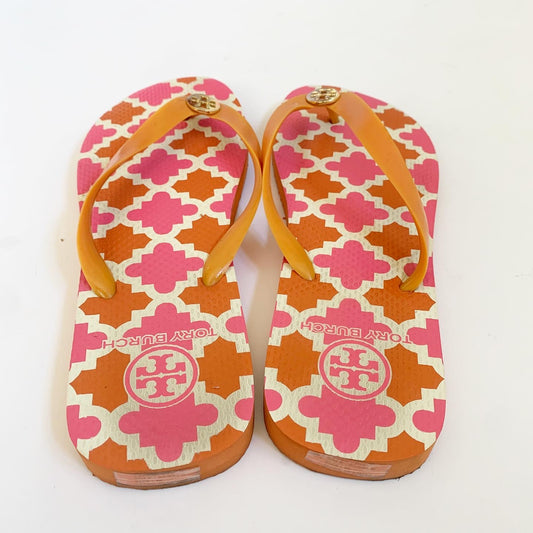 Tory Burch Orange and Pink Moroccan Flip Flop