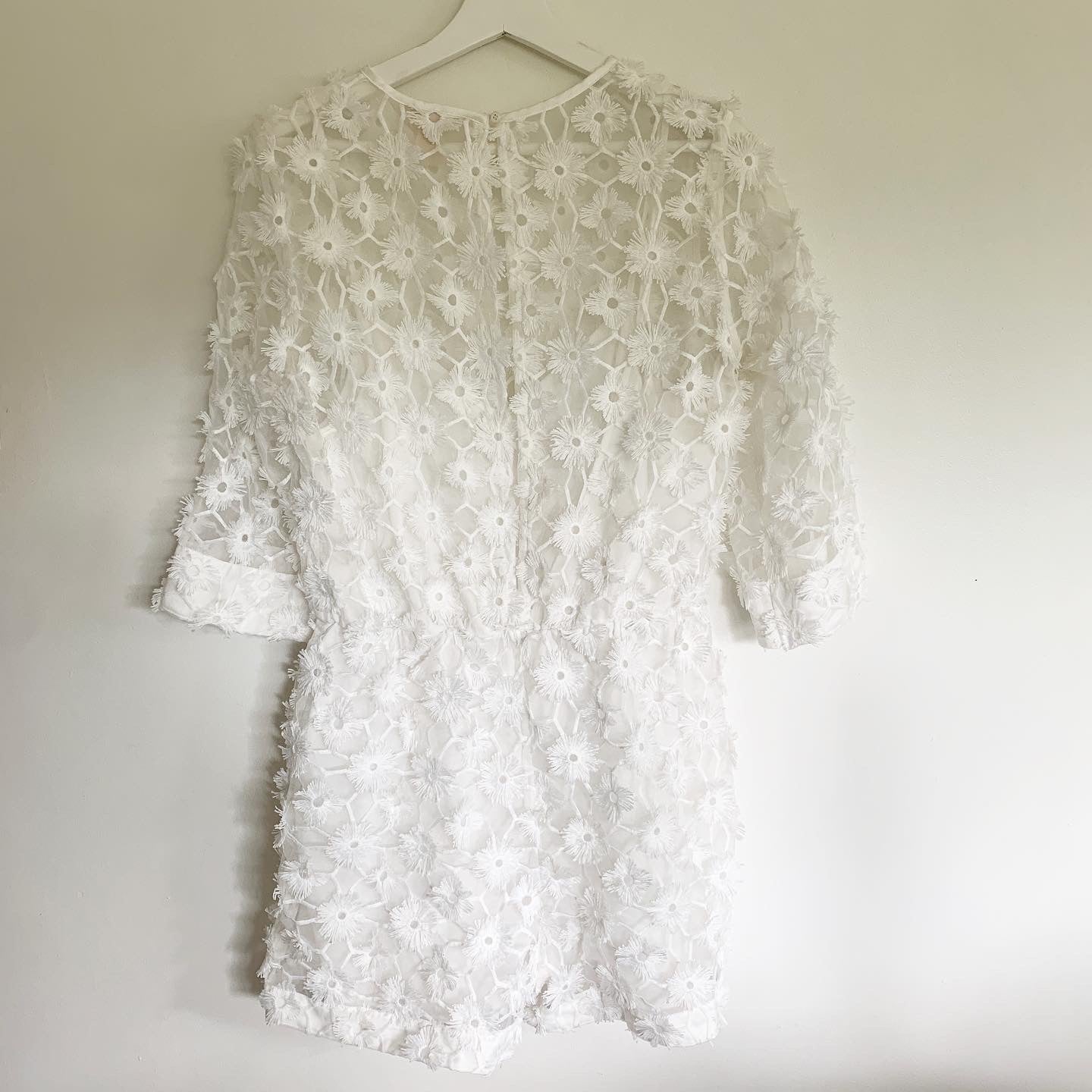 H&M Embroidered Organza One-Piece Shorts Romper