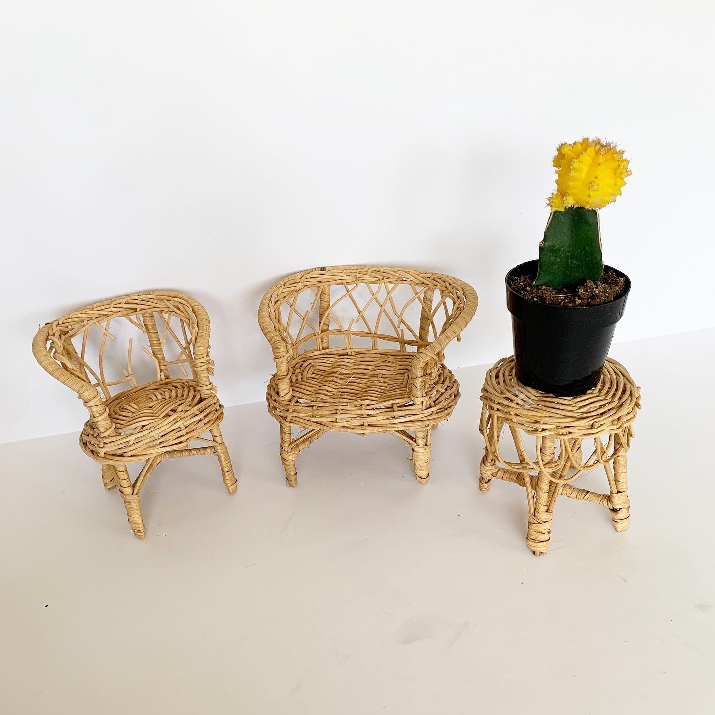 Mini Wicker Chair and Table Set