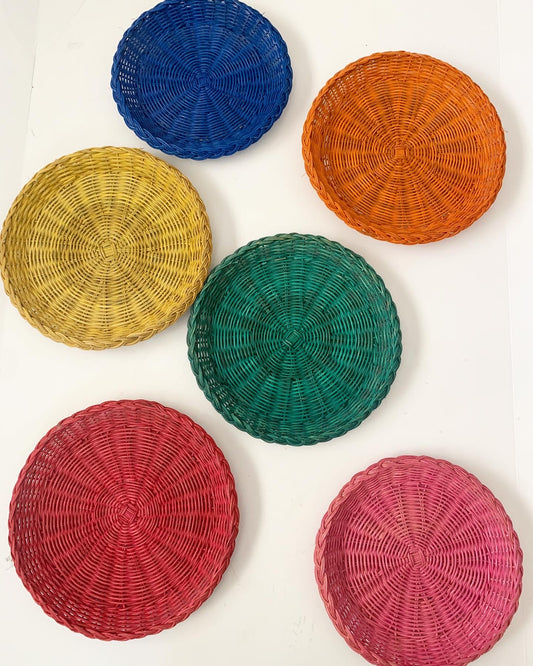 Bundle of 6 Rainbow Colorful Plate Holder Wall Baskets