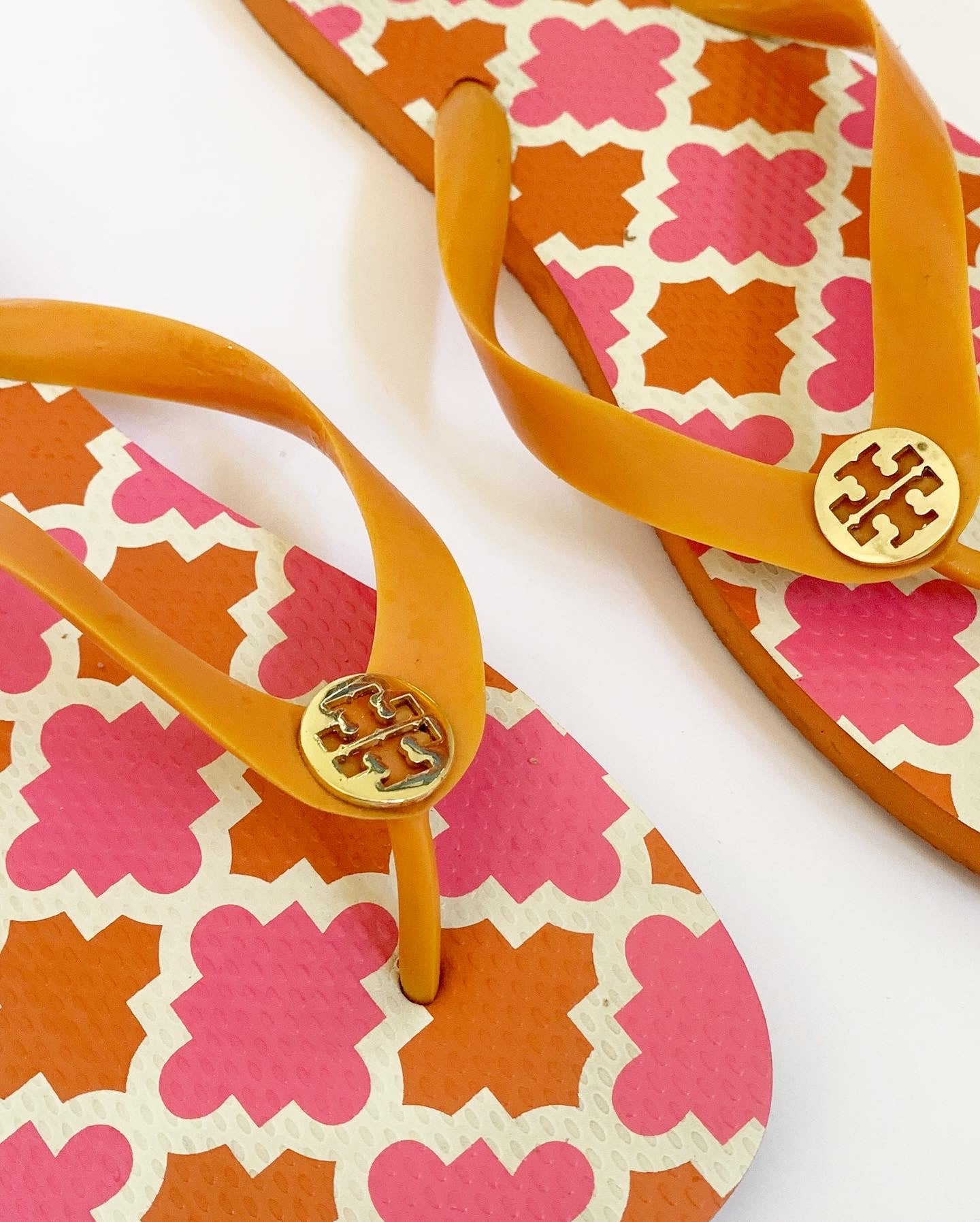 Tory Burch Orange and Pink Moroccan Flip Flop