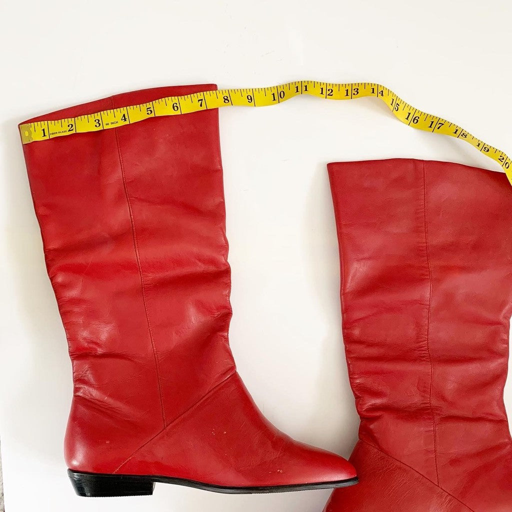 Tarantino's Vintage Red Mid-Calf Leather Pull On Boots 7.5