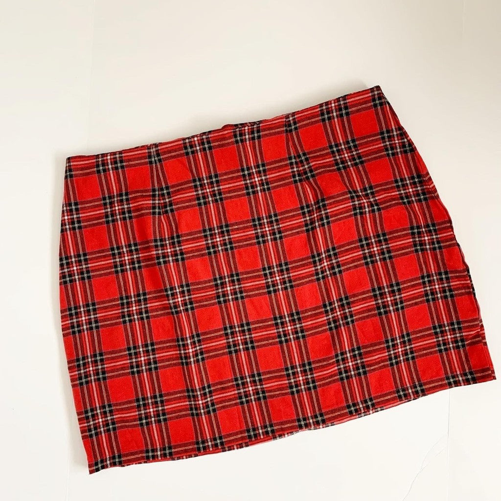 Tartan Red Plaid Mini Skirt Size 3x Plus