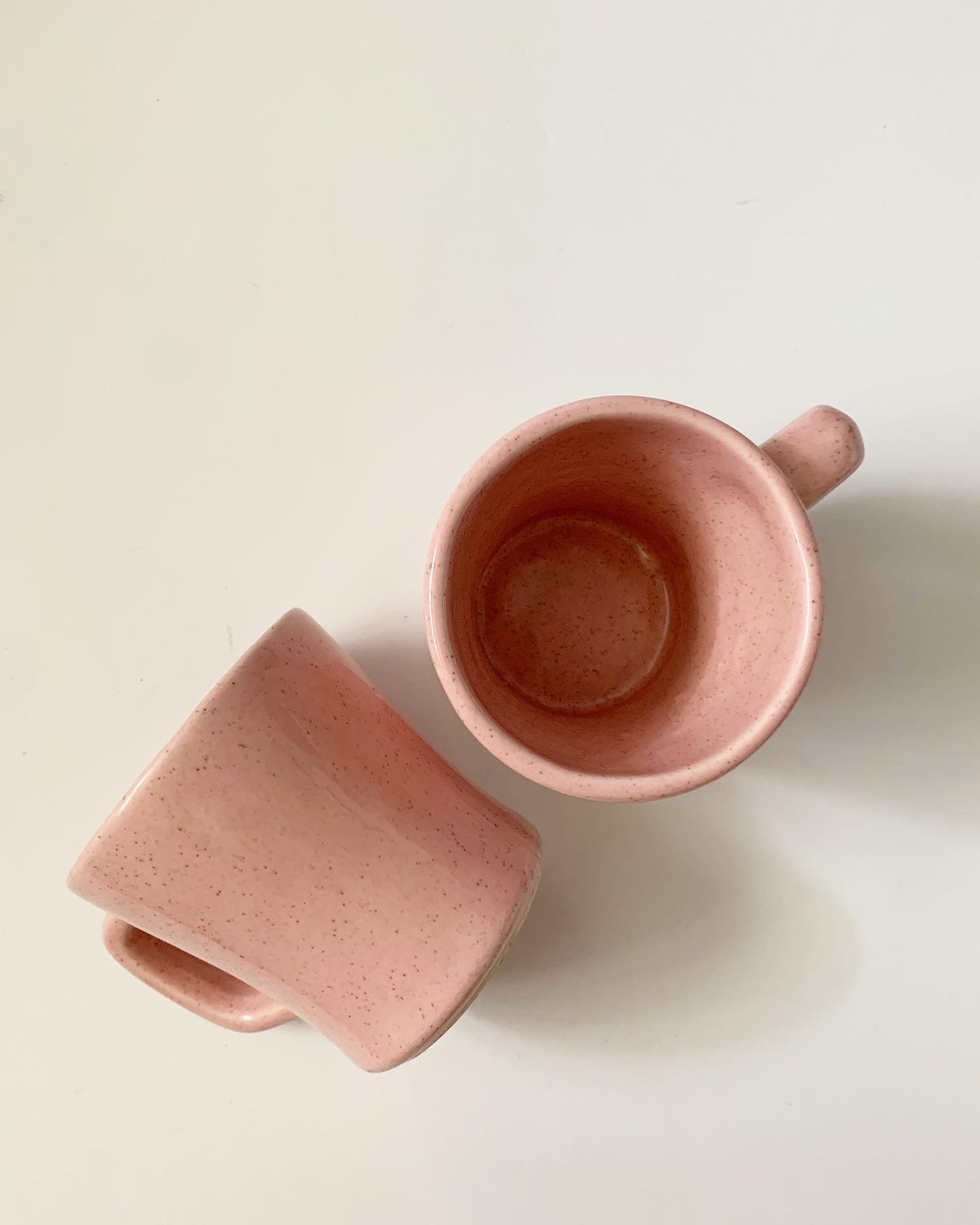 Vintage Pink Ceramic Mugs and Bowl Set