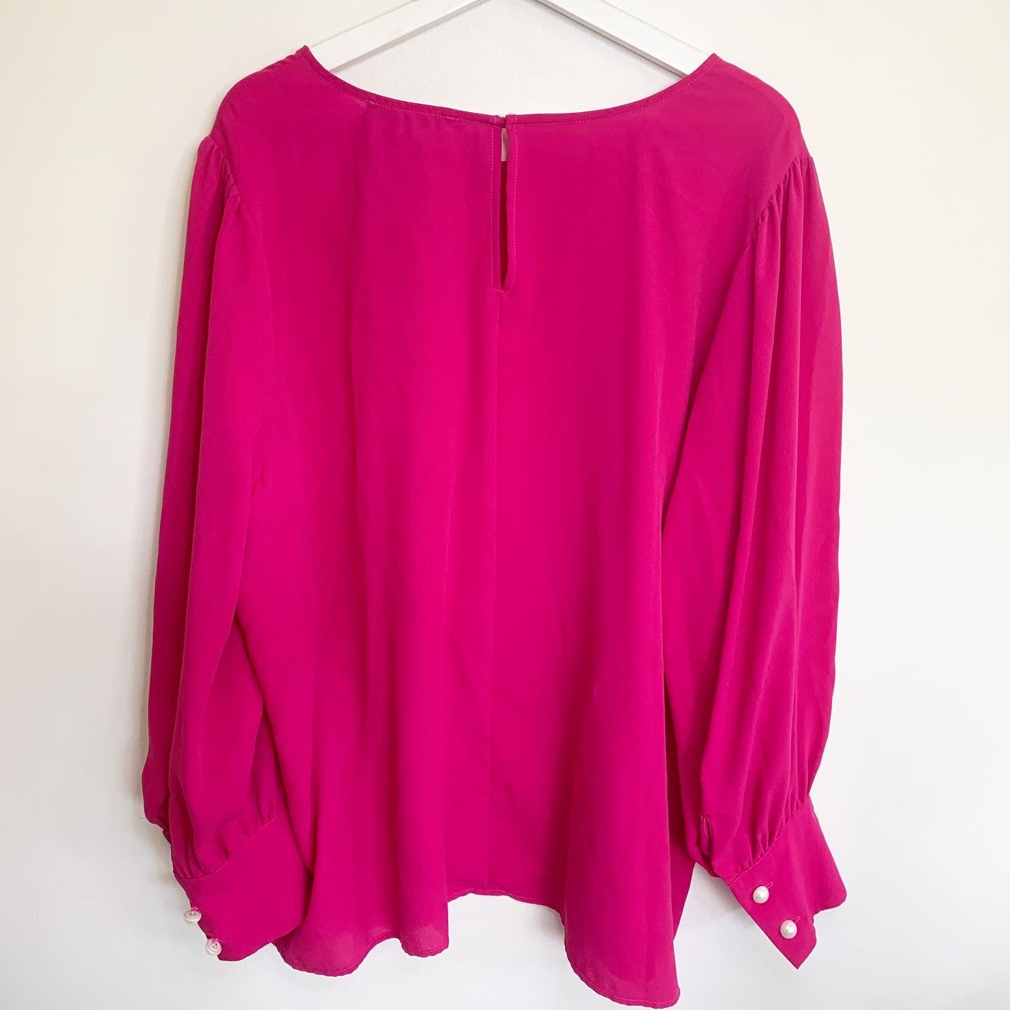 Eloquii Pink Puff Sleeve Top with Pearl Details