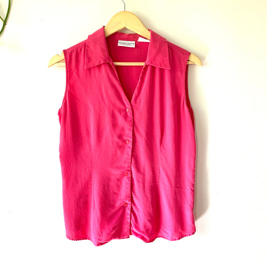 Vintage Jaclyn Smith Fuchsia Silk Button Down Blouse