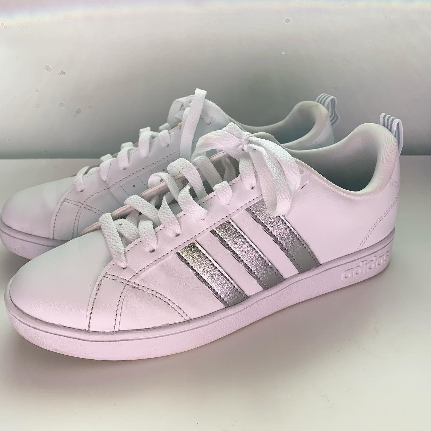Adidas Grand Court White Silver Sneaker, Size 8.5