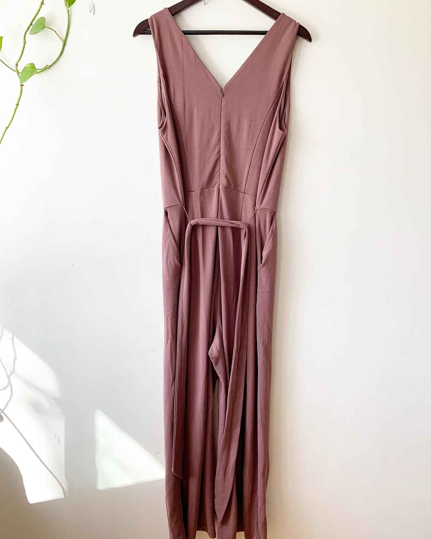 Old Navy Brown / Raisin Arizona Ponte Belted Wide-Leg Jumpsuit