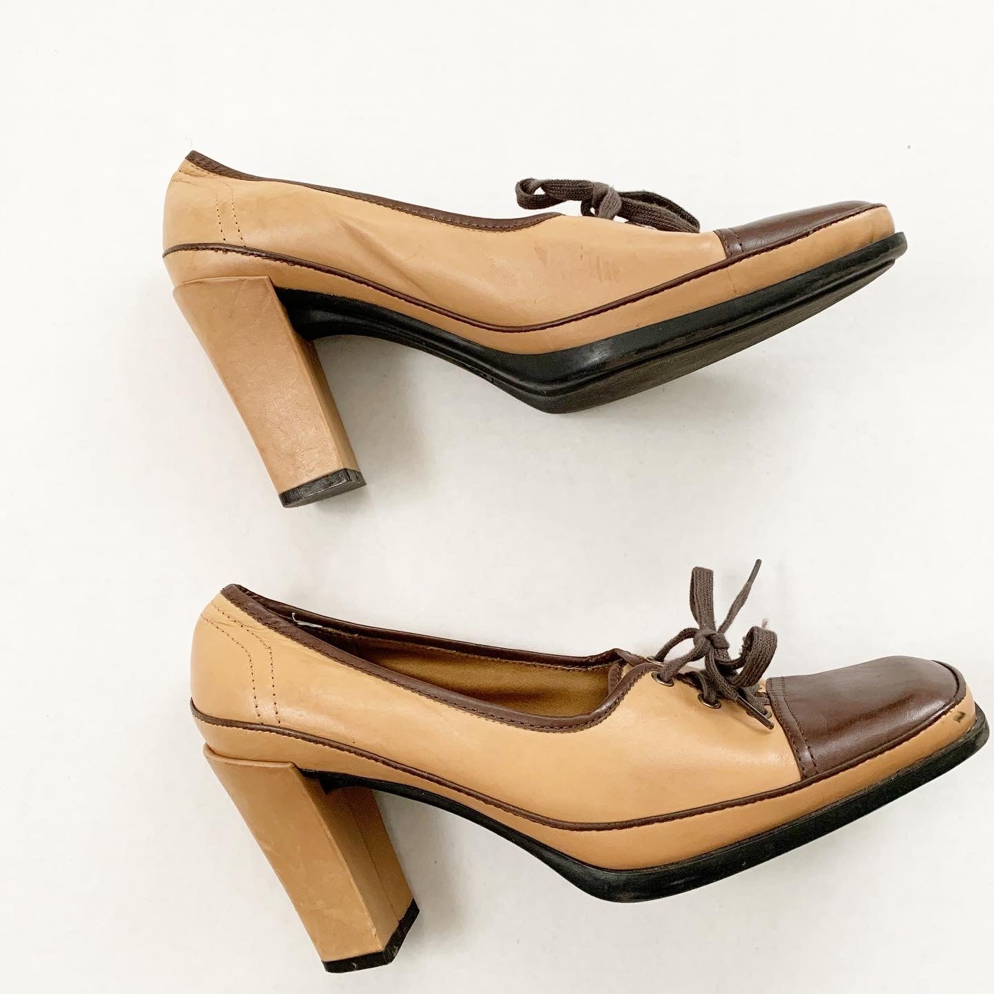 Vintage VS Block Heel, Size 8M, Brown, Tan