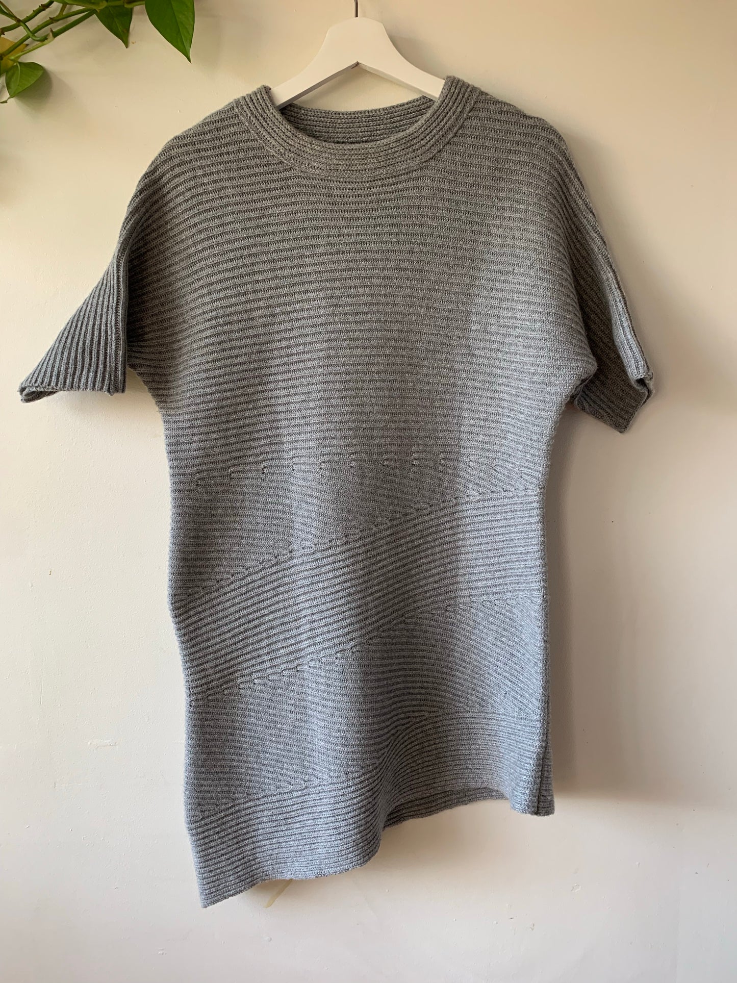 Ann Taylor Gray Cashmere Asymmetrical Short Sleeve Sweater, One-Size