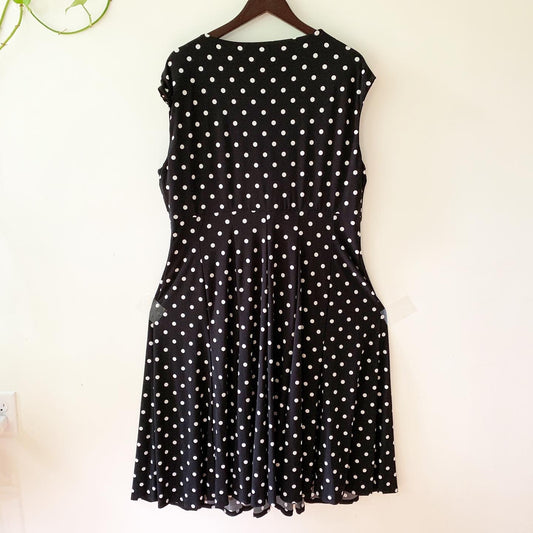 Lauren Ralph Lauren Black & White A-Line Polka Dot Dress 18W Plus