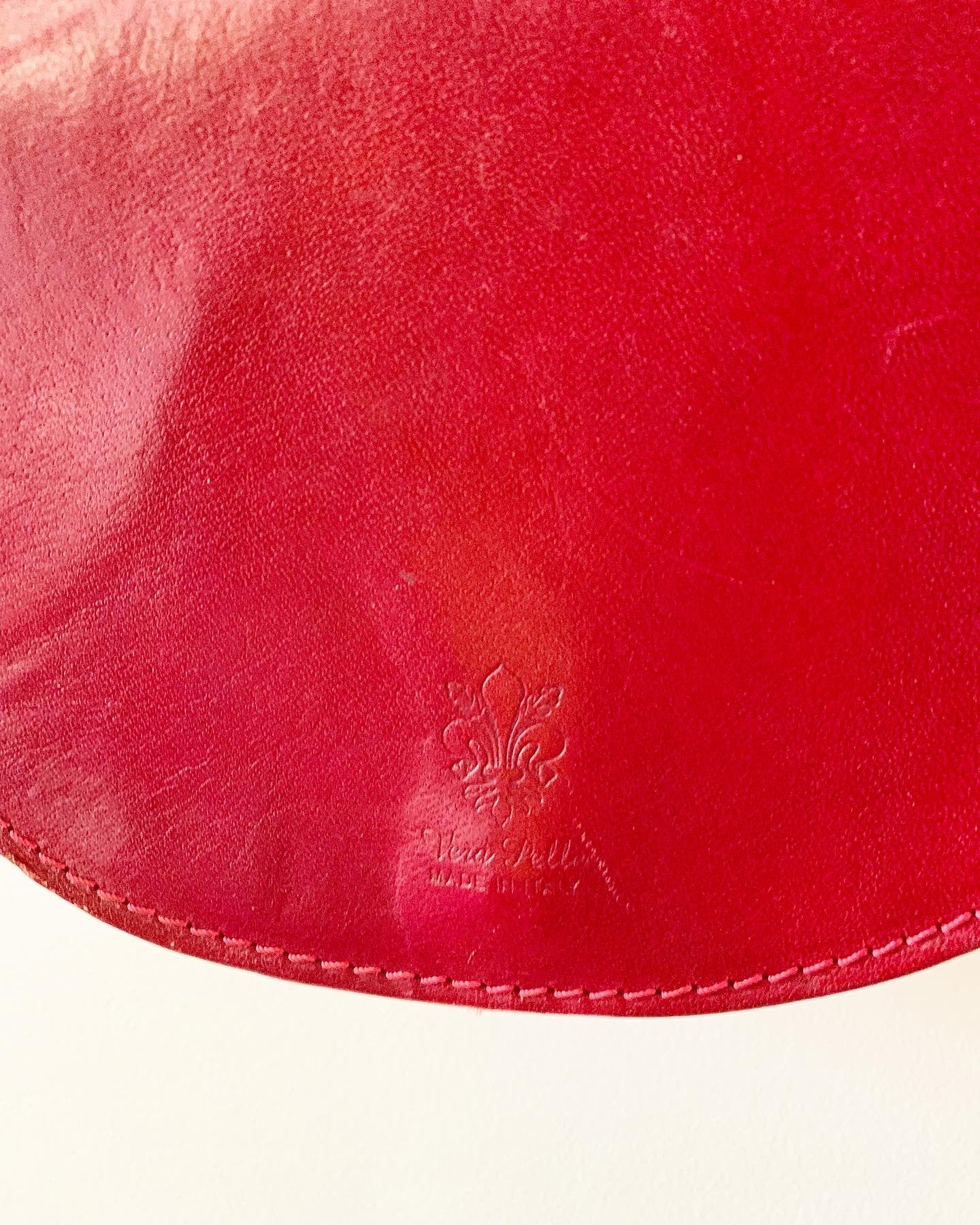 Vera Pelle Italian Leather Crossbody Purse, Red