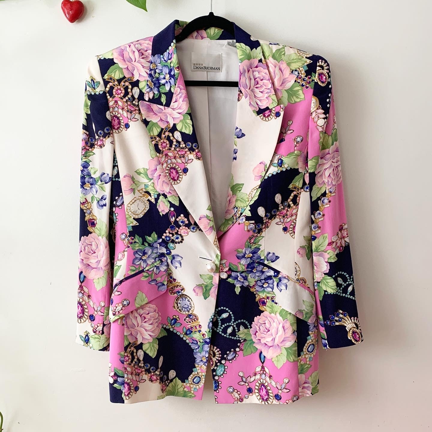 Dana Buchman Jewel Floral Print Silk Blazer