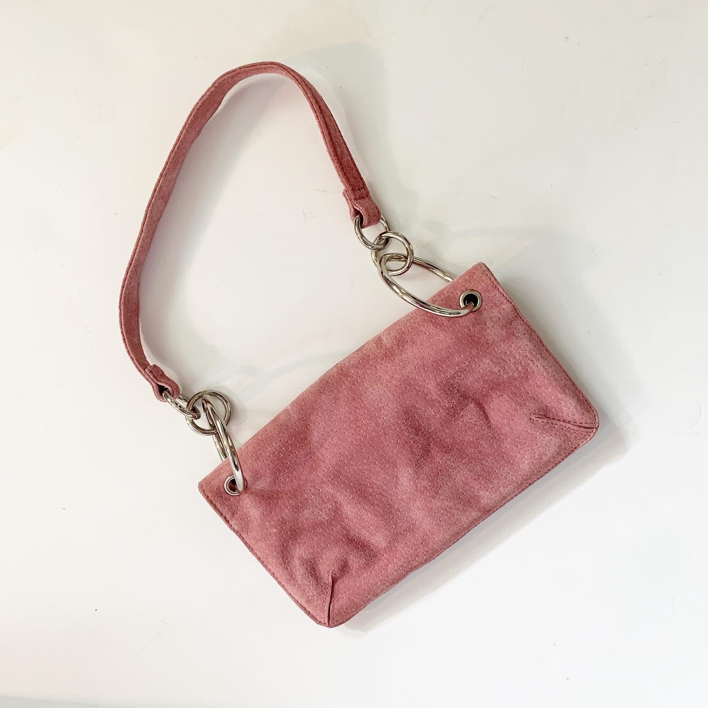 Wilsons Leather Pink Suede Shoulder Bag Y2k