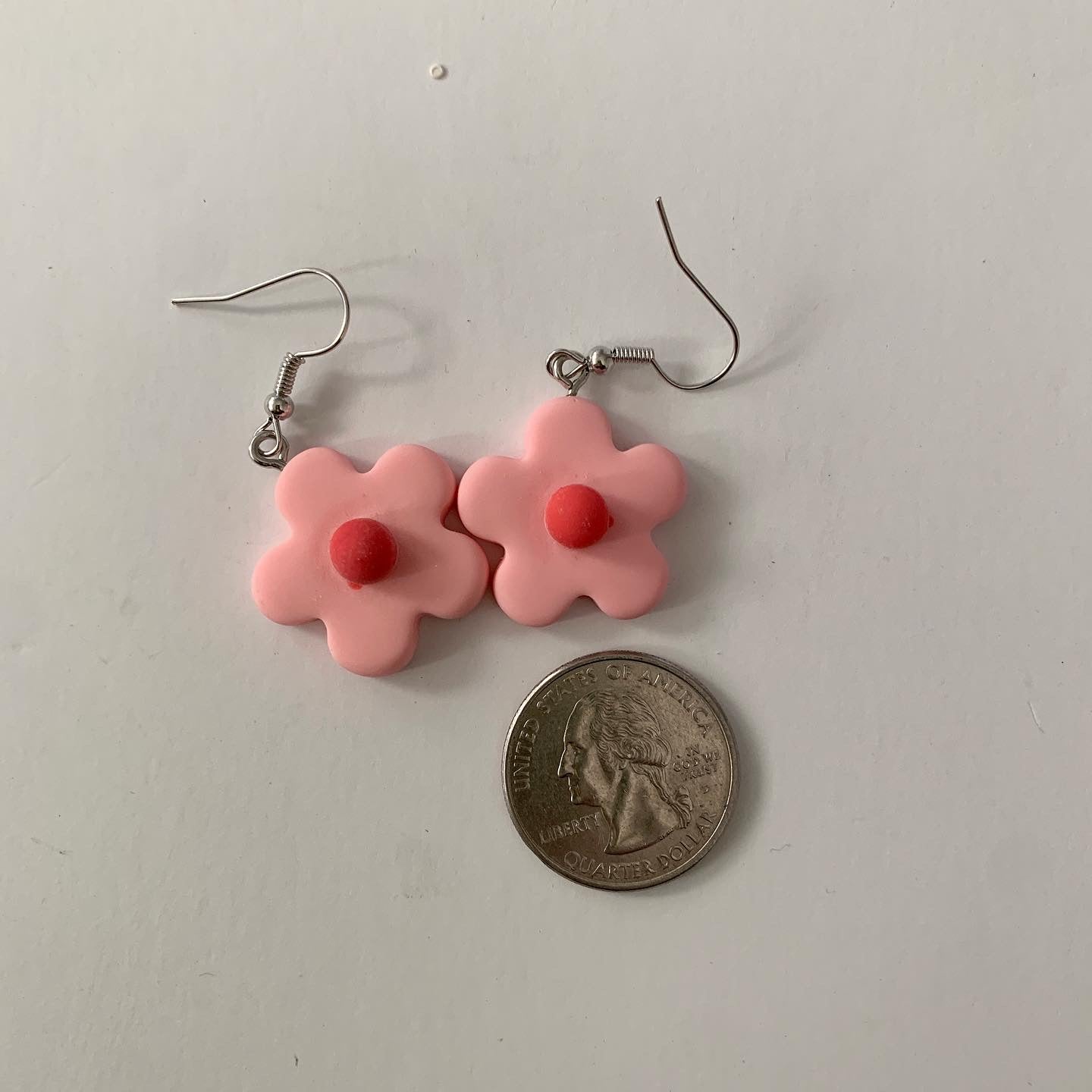 Pink Floral Retro Inspired Dangle Small Earring