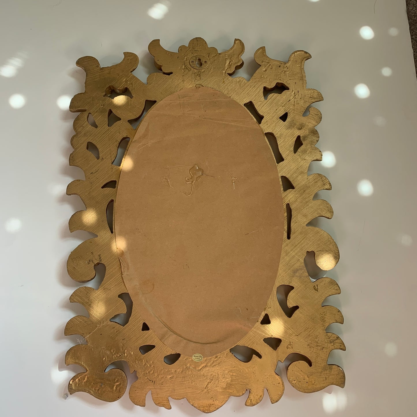 Antique Gold Finish Distressed Oval Mirror