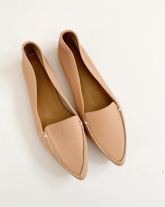 J.Crew Factory Tan Pointed Toe Flat Shoes, Size 7.5