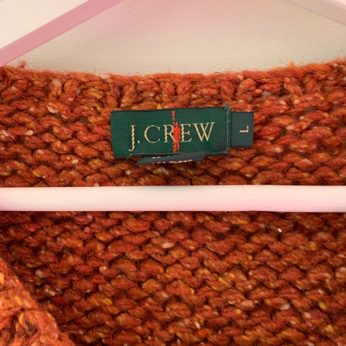 J. Crew Rust Orange Vintage 1990s Wool Sweater, Size large