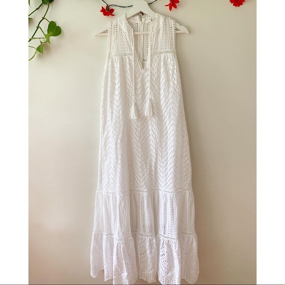 Allison New York Eyelet White Maxi Dress, Size Small