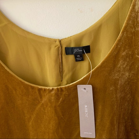 J.Crew Mustard Yellow Velvet Tank, Size 16, New with Tags