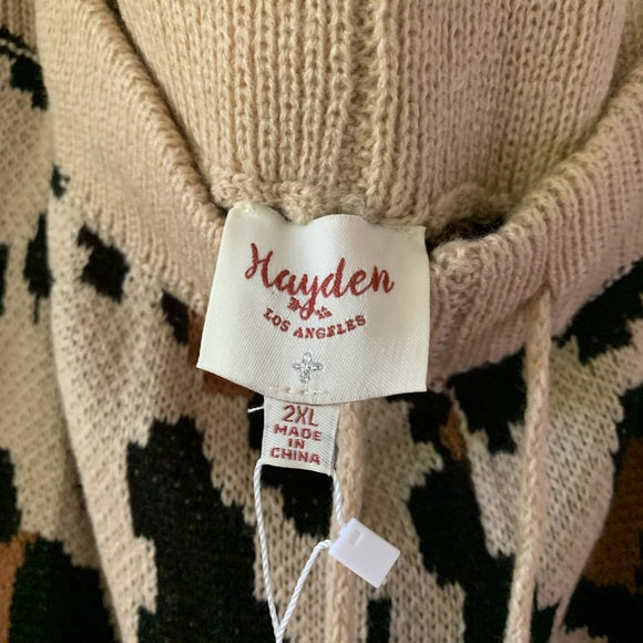Hayden Los Angeles High Rise Knit Leopard Print Pants, Size 2X