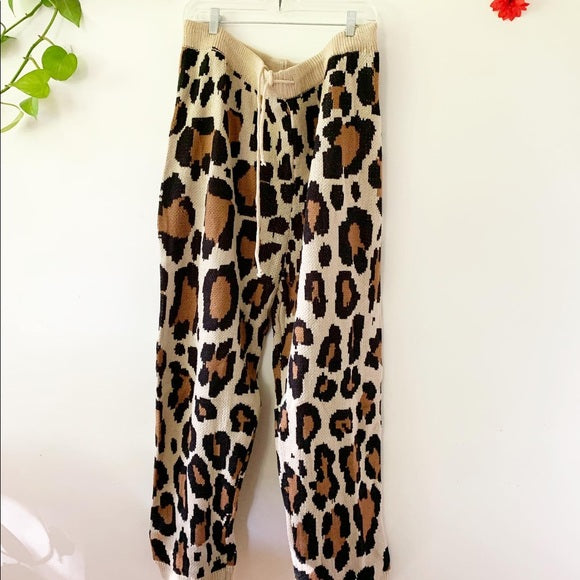 Hayden Los Angeles High Rise Knit Leopard Print Pants, Size 2X