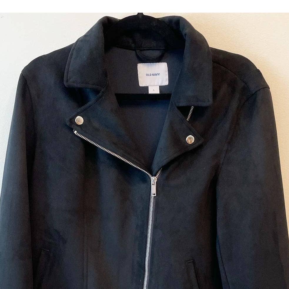 Old Navy Faux Suede Black Moto Jacket
