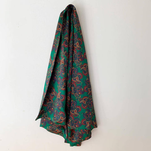 Vintage Paisley Silk Green Scarf