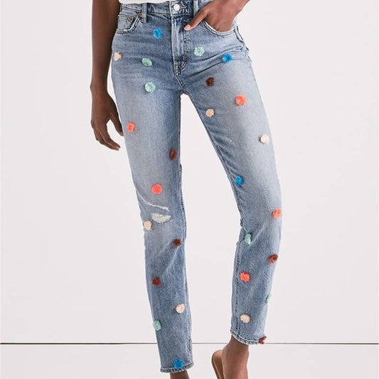 Lucky Brand Bridgette Skinny Pom Pom Jeans