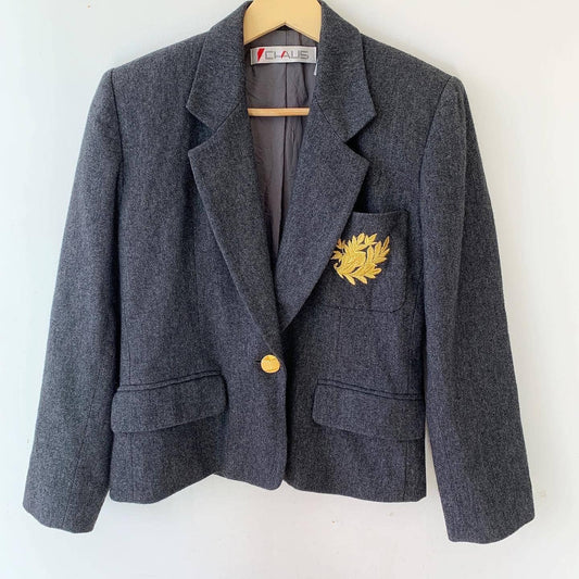 Vintage Chaus Gray Gold Leaf Blazer