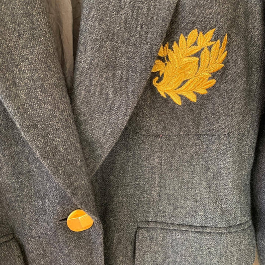 Vintage Chaus Gray Gold Leaf Blazer