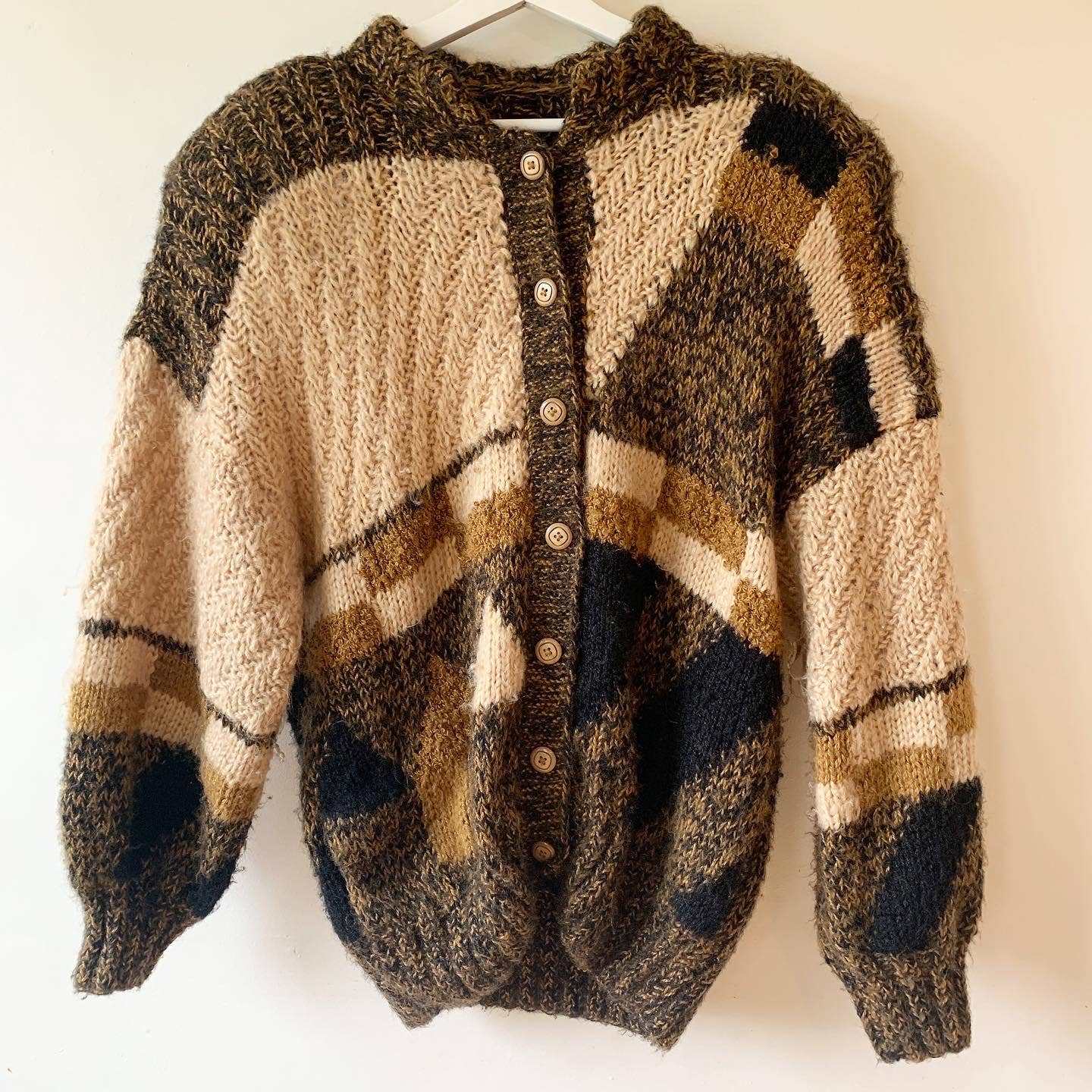 Vintage Andrelita by Constance Andrea Brown Chunky Knit Cardigan Sweater