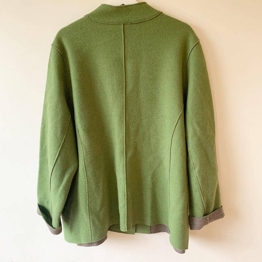 Eileen Fisher Green Wool Cardigan Sweater